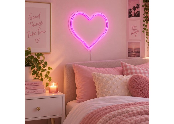 Φωτιζόμενος καθρέφτης LED Neon καρδιά 33x28εκ. Φωτιζόμενος καθρέφτης LED Neon καρδιά 33x28εκ.