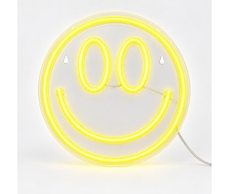 Φωτιζόμενο διακοσμητικό LED Neon Smiley κίτρινο 25x25εκ.