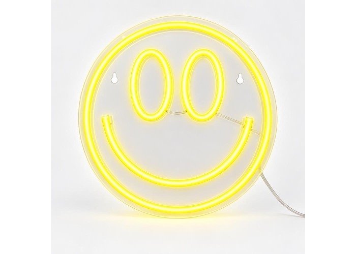 Φωτιζόμενο διακοσμητικό LED Neon Smiley κίτρινο 25x25εκ.