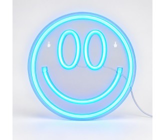 Φωτιζόμενο διακοσμητικό LED Neon Smiley μπλε 25x25εκ.