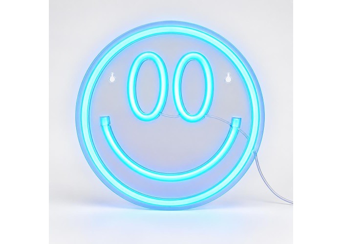 Φωτιζόμενο διακοσμητικό LED Neon Smiley μπλε 25x25εκ.