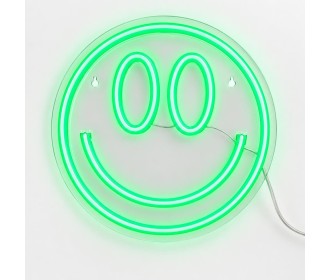 Φωτιζόμενο διακοσμητικό LED Neon Smiley πράσινο 25x25εκ.