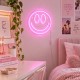 Φωτιζόμενο διακοσμητικό LED Neon Smiley ροζ 25x25εκ.