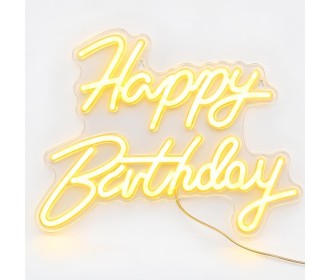 Φωτιζόμενη επιγραφή LED Neon Happy Birthday θερμό λευκό 42x28εκ.