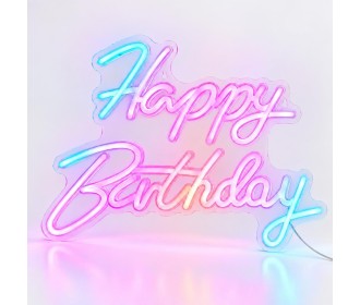Φωτιζόμενη επιγραφή LED Neon Happy Birthday πολύχρωμο 42x28εκ.