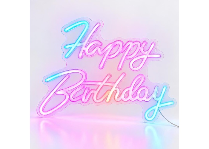 Φωτιζόμενη επιγραφή LED Neon Happy Birthday πολύχρωμο 42x28εκ.
