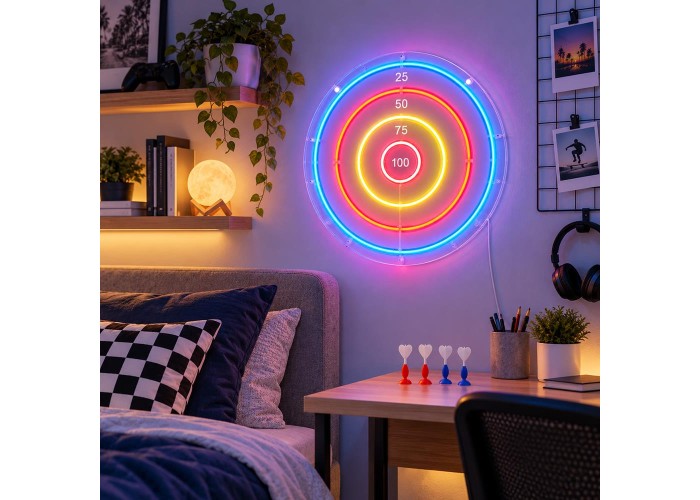 Φωτιζόμενος στόχος LED Neon πολύχρωμος 45x45εκ.