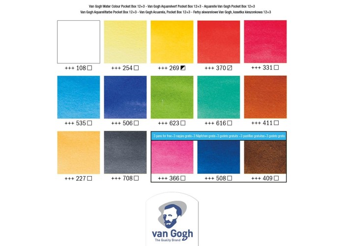 Talens van gogh ακουαρέλα12+3 χρώματα pocket box Talens van gogh ακουαρέλα12+3 χρώματα pocket box