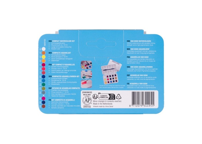 Talens van gogh ακουαρέλα12+3 χρώματα pocket box Talens van gogh ακουαρέλα12+3 χρώματα pocket box