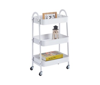 Τρόλεϊ- καλάθι Υ75x42,5x29,5εκ. με 3 θήκες αποθήκευσης λευκό Τρόλεϊ- καλάθι Υ75x42,5x29,5εκ. με 3 θήκες αποθήκευσης λευκό