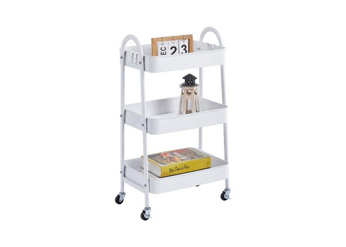 Τρόλεϊ- καλάθι Υ75x42,5x29,5εκ. με 3 θήκες αποθήκευσης λευκό Τρόλεϊ- καλάθι Υ75x42,5x29,5εκ. με 3 θήκες αποθήκευσης λευκό