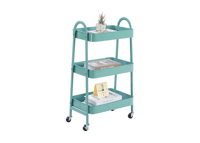 Τρόλεϊ- καλάθι Υ75x42,5x29,5εκ. με 3 θήκες αποθήκευσης πράσινο