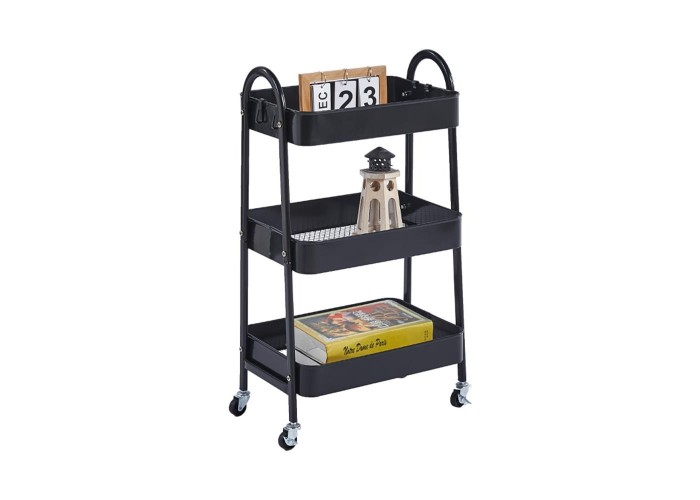 Τρόλεϊ- καλάθι Υ75x42,5x29,5εκ. με 3 θήκες αποθήκευσης μαύρο Τρόλεϊ- καλάθι Υ75x42,5x29,5εκ. με 3 θήκες αποθήκευσης μαύρο