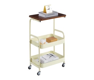 Τρόλεϊ- καλάθι Υ77x43x30εκ. μεταλλικό με ξύλινη επιφάνεια κίτρινο Τρόλεϊ- καλάθι Υ77x43x30εκ. μεταλλικό με ξύλινη επιφάνεια κίτρινο