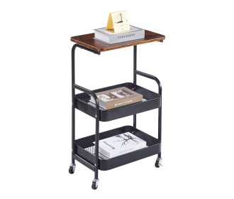 Τρόλεϊ- καλάθι Υ77x43x30εκ. μεταλλικό με ξύλινη επιφάνεια μαύρο Τρόλεϊ- καλάθι Υ77x43x30εκ. μεταλλικό με ξύλινη επιφάνεια μαύρο