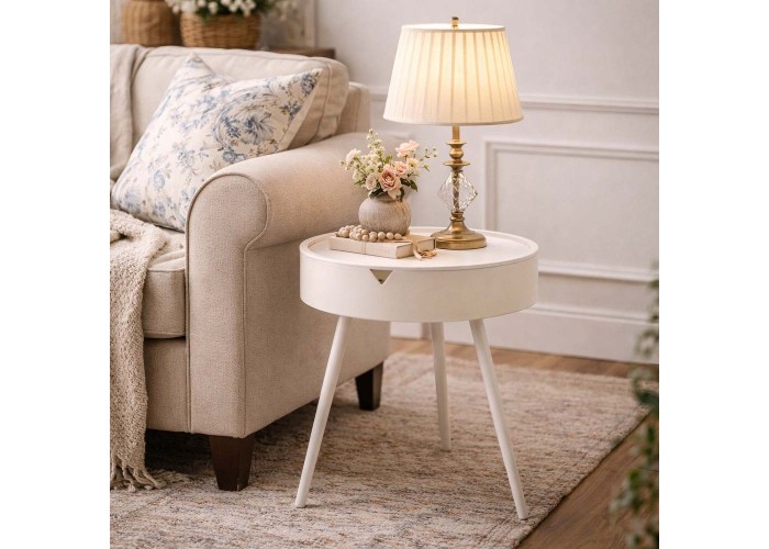 Τραπεζάκι - κομοδίνο με αποθηκευτικό χώρο Nextdeco λευκό Υ54xØ40,5εκ. Τραπεζάκι - κομοδίνο με αποθηκευτικό χώρο Nextdeco λευκό Υ54xØ40,5εκ.