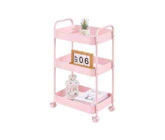 Τρόλεϊ- καλάθι Υ70.5x43x30εκ. μεταλλικό με 3 θήκες αποθήκευσης ροζ Τρόλεϊ- καλάθι Υ70.5x43x30εκ. μεταλλικό με 3 θήκες αποθήκευσης ροζ