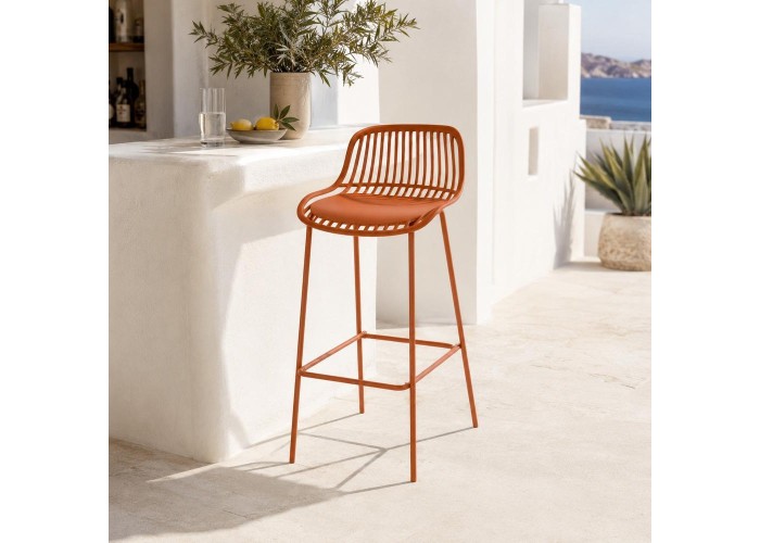 Σκαμπό μπαρ Nextdeco PP και μέταλλο πορτοκαλί 42x49xΥ97εκ.