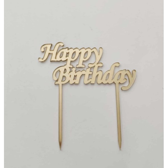 Cake topper Plexiglass Happy Birthday 15cm 
