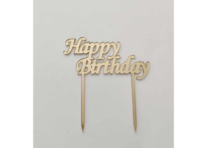 Cake topper Plexiglass Happy Birthday 15cm 