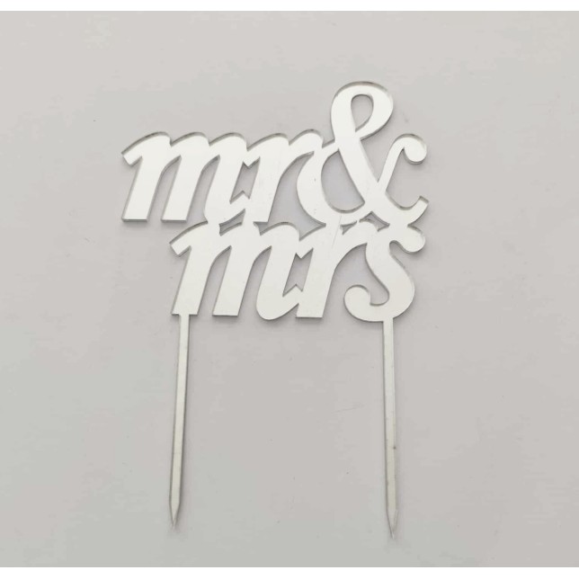 Cake topper Plexiglass mr&mrs  15cm