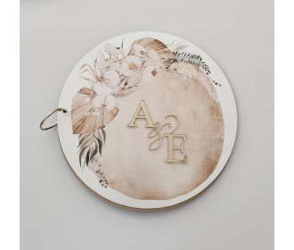 Βιβλίο Ευχών ξύλινο με έγχρωμη εκτύπωση και plexiglass μονογράμματα 27cm με 15φύλλα ( 30 Σελίδες) #2