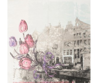 Χαρτοπετσέτα decoupage 33x33cm τουλίπες Χαρτοπετσέτα decoupage 33x33cm τουλίπες