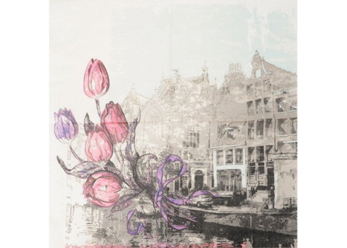 Χαρτοπετσέτα decoupage 33x33cm τουλίπες Χαρτοπετσέτα decoupage 33x33cm τουλίπες