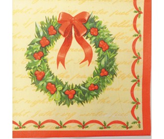 Χαρτοπετσέτα decoupage 33x33cm  χριστ. στεφάνι Χαρτοπετσέτα decoupage 33x33cm  χριστ. στεφάνι