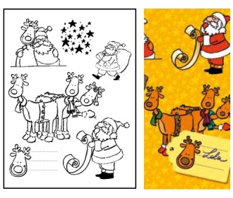 Σφραγίδα χριστουγεννιάτικη Άγιος Βασίλης και τάρανδος 