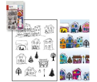 Σφραγίδα χριστουγεννιάτικη σπιτάκια Σφραγίδα χριστουγεννιάτικη σπιτάκια