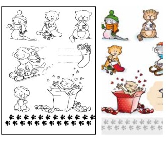 Σφραγίδα χριστουγεννιάτικη γατούλες και έλκυθρο Σφραγίδα χριστουγεννιάτικη γατούλες και έλκυθρο