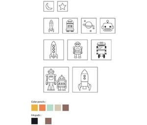 Σετ σφραγίδες Ρομπότ  ( +μελανάκια & μολύβια) Σετ σφραγίδες Ρομπότ  ( +μελανάκια & μολύβια)