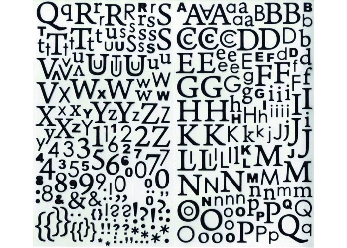 Αυτοκόλλητα γράμματα με glitter - Μαύρα - 300τεμ