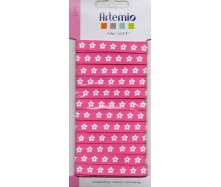 Κορδέλα ροζ με λευκά άνθη 10mm x 5m