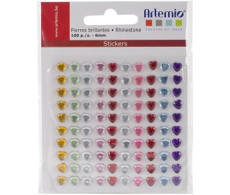 Αυτοκόλλητες πέτρες πολύχρωμες καρδιές 80τεμ 6mm Αυτοκόλλητες πέτρες πολύχρωμες καρδιές 80τεμ 6mm