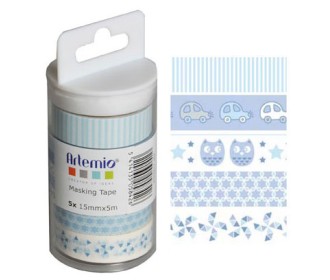 Masking tape Baby Boy Σετ 5τεμ 15mmx5m Masking tape Baby Boy Σετ 5τεμ 15mmx5m