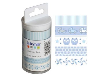 Masking tape Baby Boy Σετ 5τεμ 15mmx5m Masking tape Baby Boy Σετ 5τεμ 15mmx5m