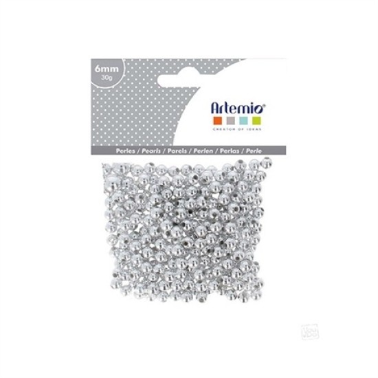 Ασημί Πέρλες 6mm 30gr Ασημί Πέρλες 6mm 30gr