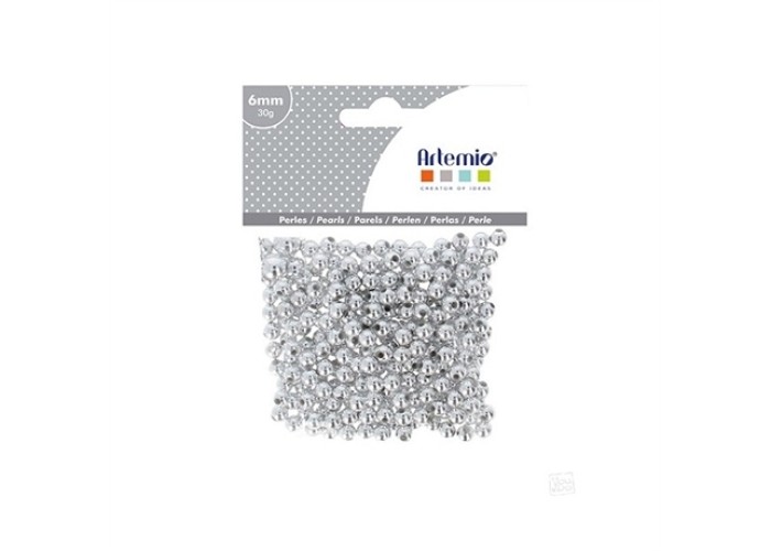 Ασημί Πέρλες 6mm 30gr Ασημί Πέρλες 6mm 30gr