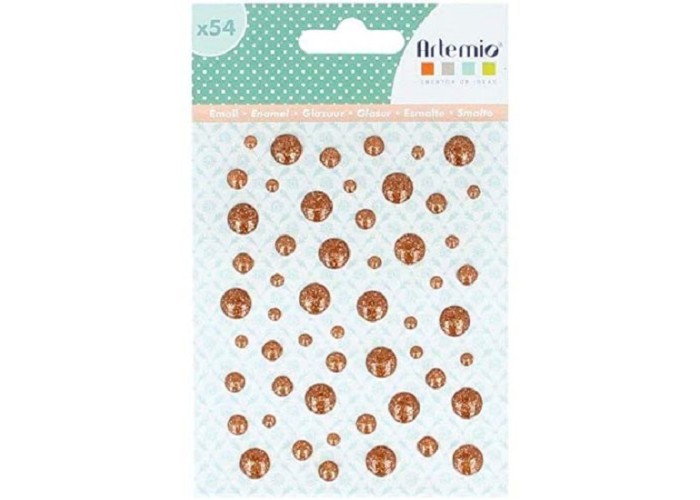 Αυτοκόλλητες πέρλες με glitter copper 54τεμ Αυτοκόλλητες πέρλες με glitter copper 54τεμ