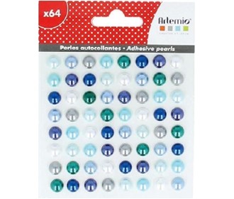 Αυτοκόλλητες πέρλες mix Μπλε 64τεμ