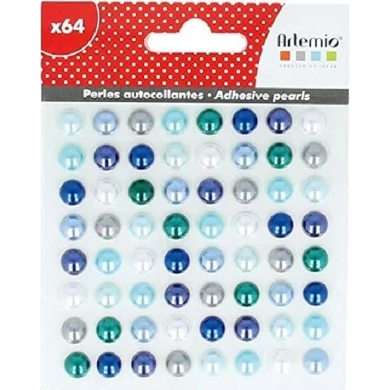 Αυτοκόλλητες πέρλες mix Μπλε 64τεμ