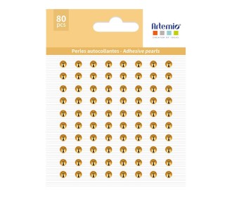 Αυτοκόλλητες πέρλες Χρυσές 80τεμ