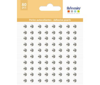 Αυτοκόλλητες πέρλες Ασημί 80τεμ