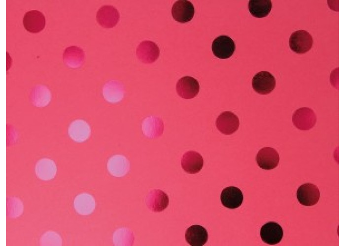 Χαρτόνι Scrapbooking 30cm x 30cm 216gr φουξ + μεταλλικές λεπτομέριες πουά