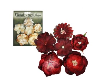 Λουλούδια mixed blooms κόκκινο βουργουνδίας 6 τεμ Λουλούδια mixed blooms κόκκινο βουργουνδίας 6 τεμ