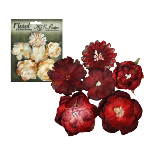 Λουλούδια mixed blooms κόκκινο βουργουνδίας 6 τεμ