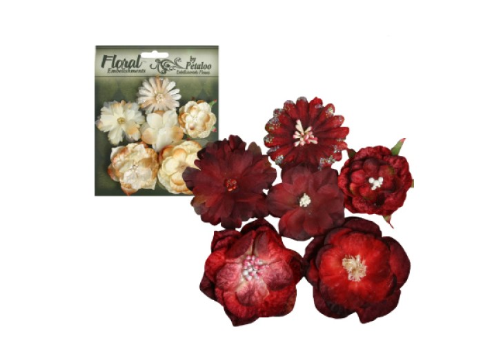 Λουλούδια mixed blooms κόκκινο βουργουνδίας 6 τεμ