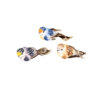 Σετ 3 πουλάκια καφέ γκρι μπλε Σετ 3 πουλάκια καφέ γκρι μπλε